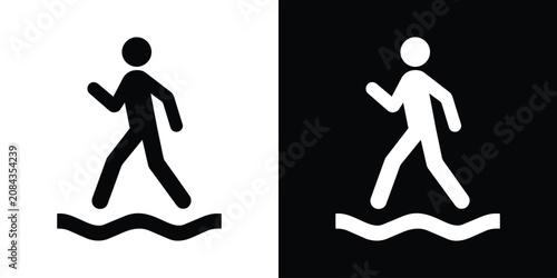 Cuadro en lienzo Person walking on water icon set