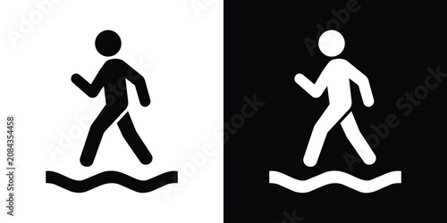 Foto Person walking on water icon set
