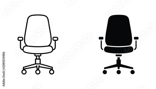 Tableau sur toile Office chair vector icon isolated on white Black and white outline line art and