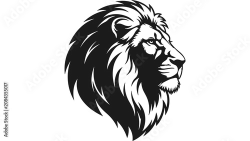 Obraz na płótnie Majestic lion head profile silhouette illustration isolated on transparent backg
