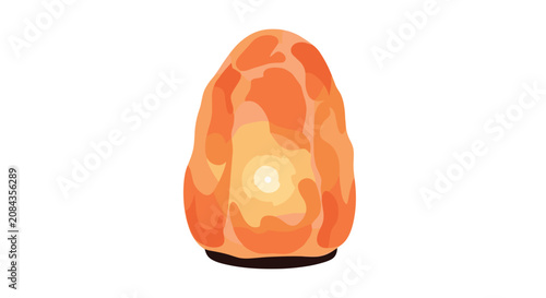 Glowing orange Himalayan salt lamp.