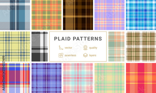 Billede på lærred Seasonal plaid pattern set inspired by winter comfort