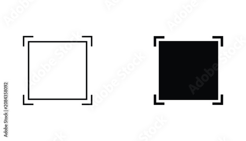 Foto Focus frame vector icon isolated on white Black and white outline line art and s