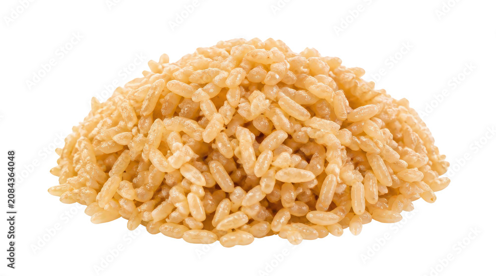 Fototapeta premium Cooked Brown Rice Heap Isolated on Transparent Background