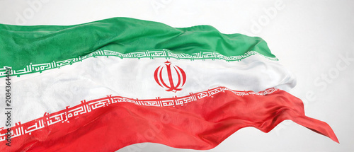 flag of iran and white background 