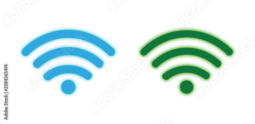 Photos Two colorful wireless fidelity network signal strength connection symbols repres