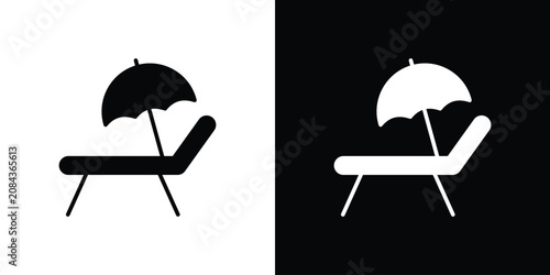 Tableau sur toile Beach chair with umbrella icon