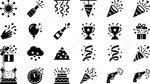 Celebration party icons set flat design