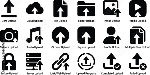 Upload icons set for website and app design