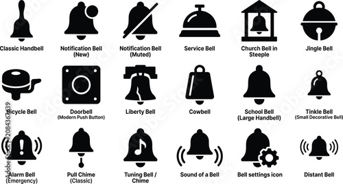 Flat design bell icons set collection