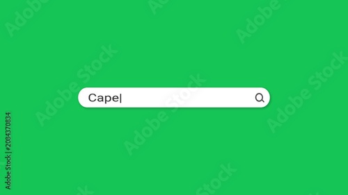 Green screen search bar typing animation with Cape Verde travel query. Flat minimal chroma key design. Perfect for travel, news, social media and marketing content.