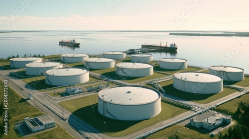 Expansive Petroleum Storage Tanks at a Coastal Industrial Port