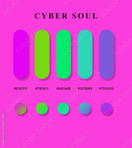 Vibrant Cyber Soul Color Palette on Pink Background