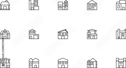 Fotografie Real estate and residential property outline vector icon set featuring diverse m