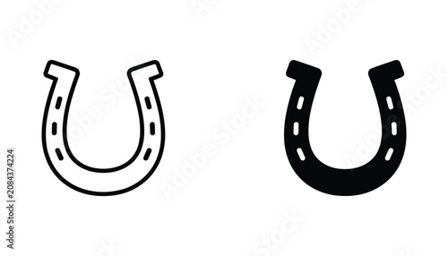 Фотография Horseshoe vector icon isolated on white Black and white outline line art and sol