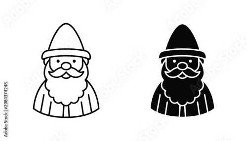 Εκτύπωση καμβά Wizard vector icon isolated on white Black and white outline line art and solid