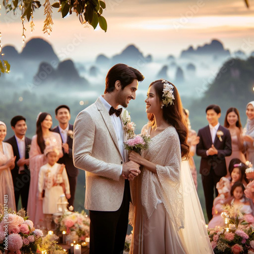 happy bride and groom