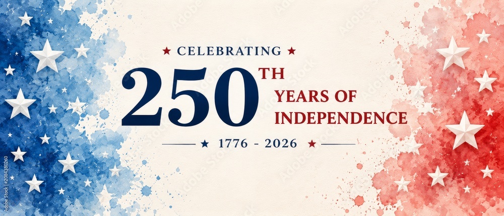 Fototapeta premium Honoring 250 years of freedom with a vibrant banner for america's 250th anniversary celebration