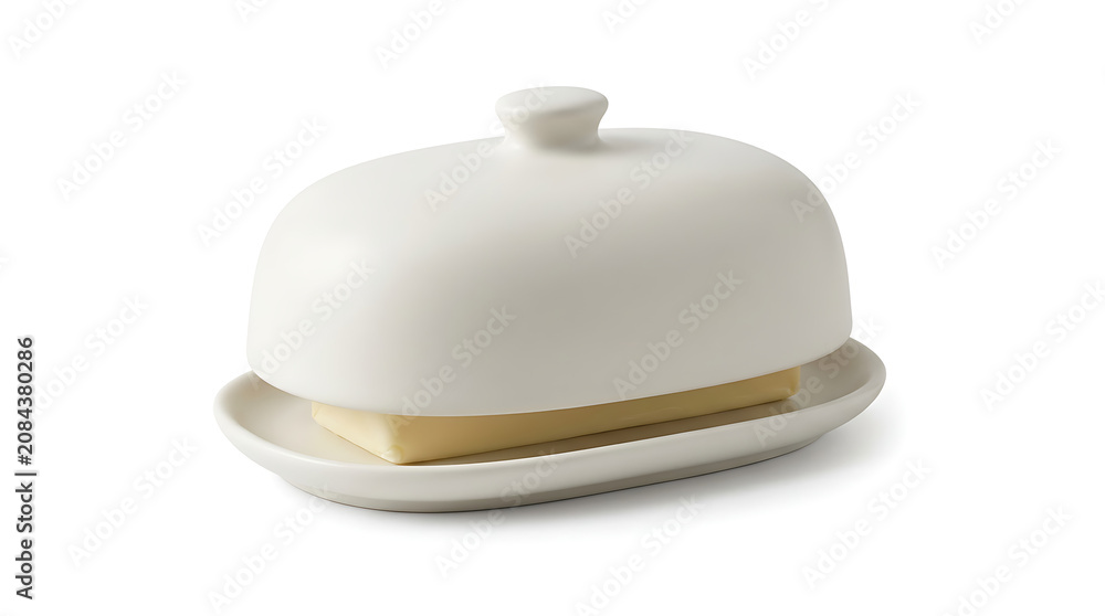 Fototapeta premium Fresh block of butter in ceramic dish