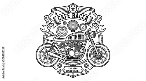Foto Cafe Racer Motorcycle Emblem - Custom Bike Retro Style Design