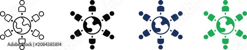 Konstfotografi Global Network and Worldwide Community Connection Icon Set in Outline and Solid