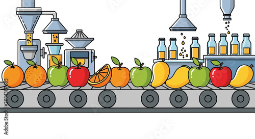 Fresh Fruit on Production Line Conveyor