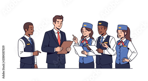 Diverse Group of Flight Attendants Uniform