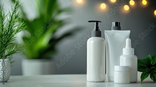 White cosmetic bottles