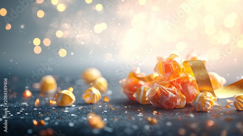 Candy pile gold ribbon