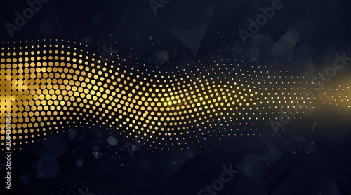 Abstract Golden Dots Pattern on Dark Background With Light Bokeh Effects