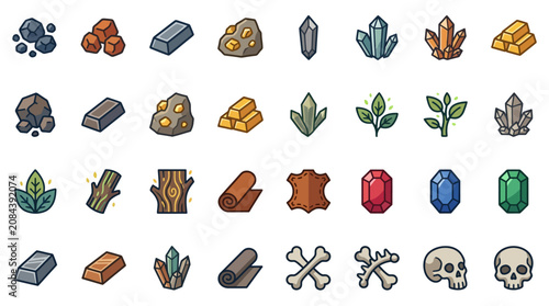 Fotografía Iconic illustrations of magic crafting symbols for pets guilds raids bosses ques