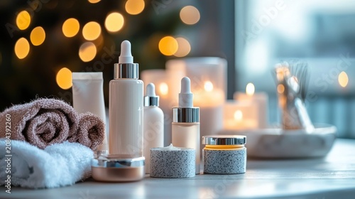 Cosmetics and candles display