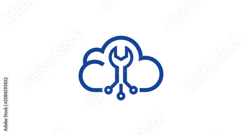 Canvastavla Cloud with wrench and drops icon.