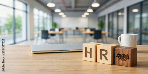 Human resources management concept for business office representing recruitment, employee administration and workplace organization solutions