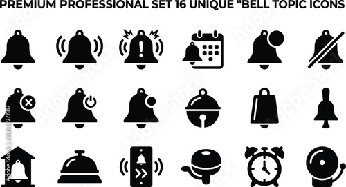 Photos Premium set of 16 unique bell topic icons