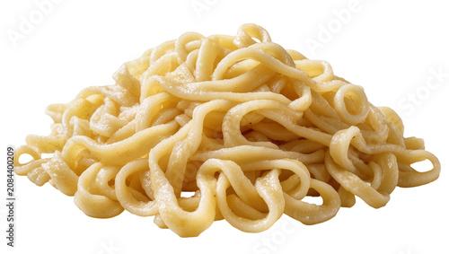 Photography Isolated pile of freshly cooked plump and tender udon noodles, ready for a delic