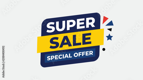Fotografie Super sale special offer emblem with vibrant colors and geometric shapes for persuasive marketing and product promotion