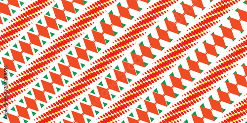 Diagonal Geometric Pattern With Orange Diamonds and Dotted Stripes — Seamless Ethnic Decorative Background