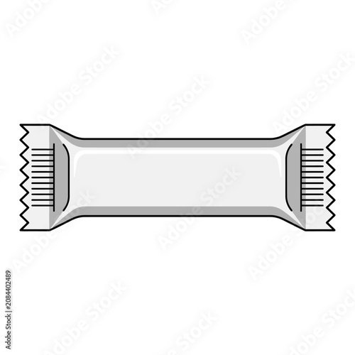 A simple vector illustration of a blank white candy bar wrapper