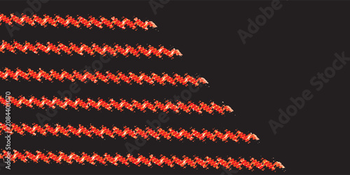 Diagonal Repeating Pixel Art Pattern of Red Fox Sprites on Black Background for Retro Design