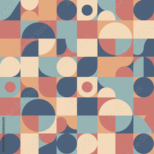 Colorful geometric seamless pattern with circles and squares