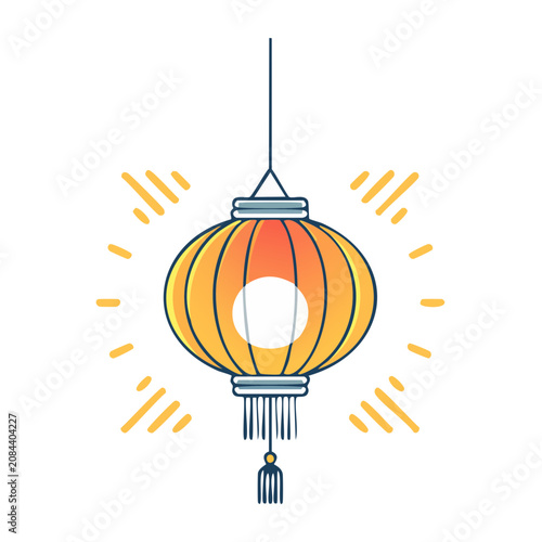 Hanging paper lantern with tassel illustration