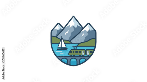 Fotografie Scenic Swiss travel collage featuring mountains, lakes, and railways in a clean