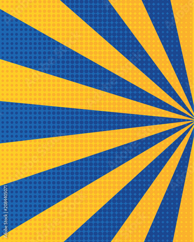 Blue and Yellow Retro Comic Book Sunburst Halftone Background