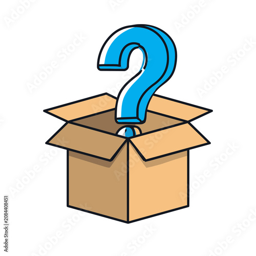 Question Mark in Open Cardboard Box Vector Illustration