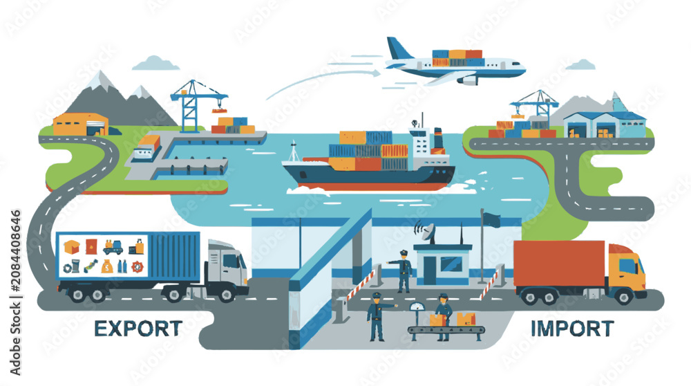 Obraz premium Global logistics and import export shipping port operation.