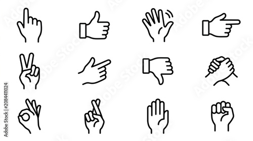 Принти на полотні Collection of Hand Gestures Icons Vector Illustration.