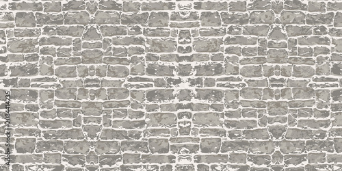 Bild auf Leinwand Vintage Grey Stone Wall Texture Seamless Brick Pattern Surface Background - Grap