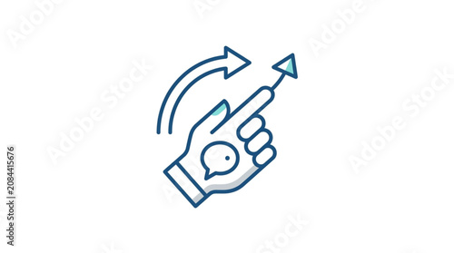 Hand gesture icon indicating swipe up and forward motion.
