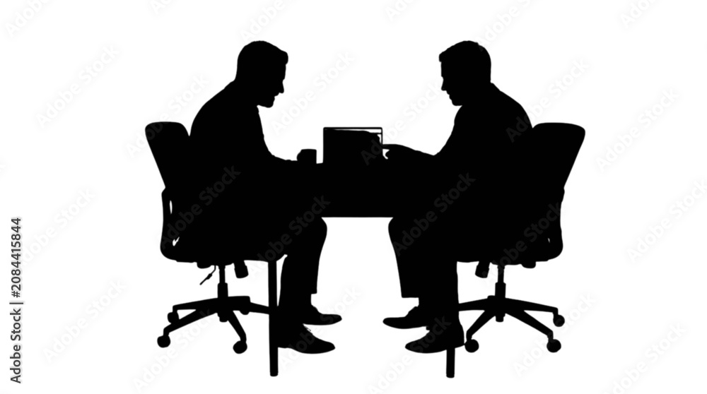 Fototapeta premium Two businessmen in a meeting with a laptop on the table